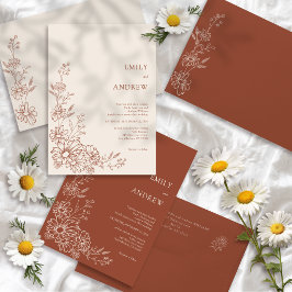 Terrakotta Botanischer Garten Daisy Hochzeit Einladung