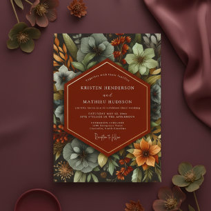 Terrakotta-Botanischer Herbsthochzeit Einladung