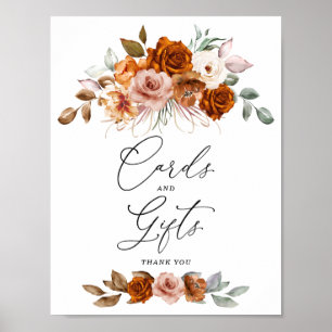 Terrakotta-Brandorange-Blumenkarten & Geschenke-Sc Poster