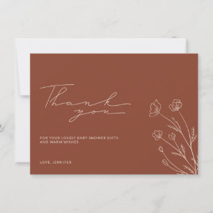 Terrakotta-Braun-Orange-Elfenbein-Beige-Baby-Party Dankeskarte