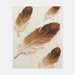 Terrakotta-Braune-Feder-Soft-Aesthetik-Boho Fleecedecke