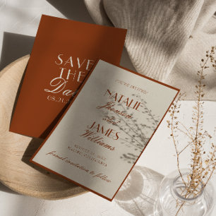 Terrakotta-Braunorange-Cream-Alte-Geld-Hochzeit Save The Date