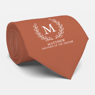Terrakotta-Bruder des Bräutigams Hochzeitsmonogram Krawatte