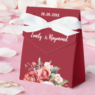 Terrakotta-Burgunder-Rosé-Blumen-Hochzeit  Geschenkschachtel