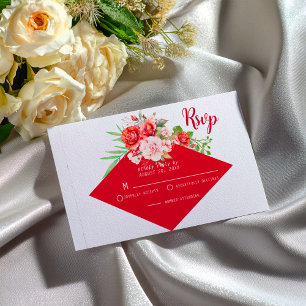 Terrakotta-Burgunder-Rosé-Blumen-Hochzeit RSVP Karte