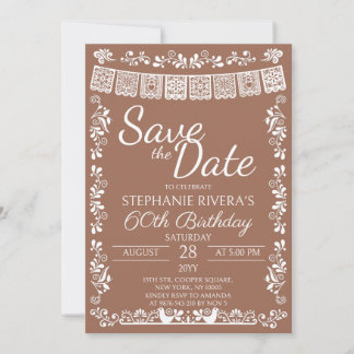 Terrakotta Cielito Lindo Save the Date 60. Geburts Einladung