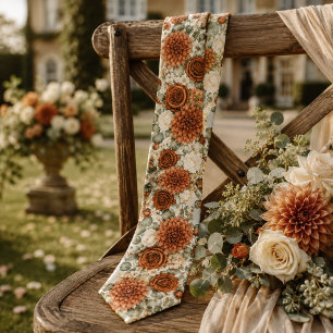 Terrakotta-Dahlie und verbrannte orange Rose Hochz Krawatte