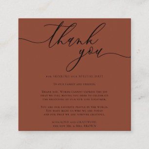 Terrakotta-Danksagung Stylisches Skript Danke Begleitkarte