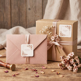 Terrakotta Dusty Rose Gold Rahmen Quadratisch Hoch Quadratischer Aufkleber