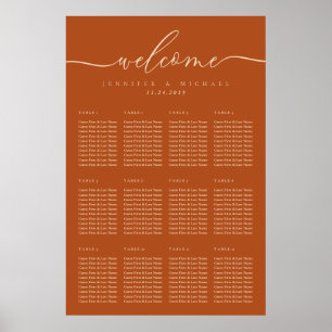 Terrakotta einfache Hochzeitstisch-Nummern Sitzord Poster