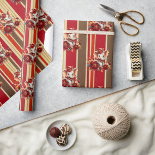 Terrakotta-Elefanten-Streifen-Geschenkpapier Geschenkpapier
