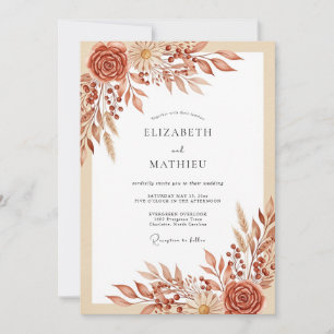 Terrakotta-Elegante Hochzeit zur Erntezeit Einladung