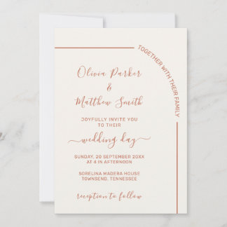 Terrakotta-Elegante Minimalistische Hochzeitseinla Einladung