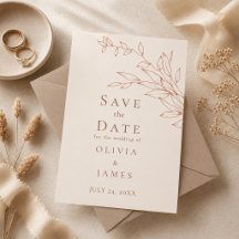 Terrakotta-Elfenbein-Botanical Save the Date