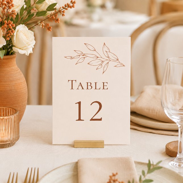 Terrakotta-Elfenbein-Botanik-Tischnummer Tischnummer (Terracotta Ivory Botanical Table Number)