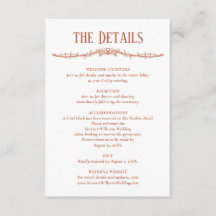 Terrakotta-Empfangs-Informationen Hochzeit Details