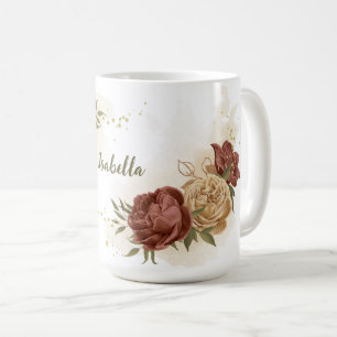 Terrakotta-Erdfarbene Blumengrün Kaffeetasse