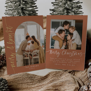 Terrakotta-Erdfarbene Foto-Weihnachten Folien Feiertagskarte