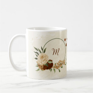 Terrakotta-Erdfarbton-Blumenmuster Kaffeetasse