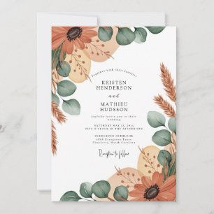 Terrakotta-Erdige Boho-Hochzeit Einladung