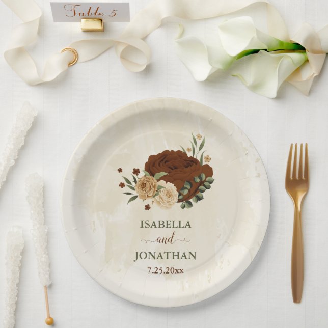Terrakotta-Erdton Blumenzwiebeldörfchen Pappteller (Hochzeit)