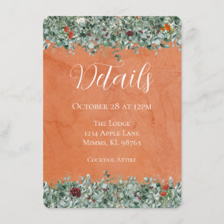 Terrakotta Eukalyptus Burgunder Orange Blume Begleitkarte