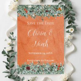 Terrakotta Eukalyptus Burgunder Orange Blume STD Einladung