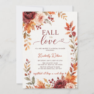 Terrakotta Fall in Love Florale Hochzeitsdusche Einladung