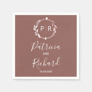 Terrakotta-Faux-Folie-Monogramm-Hochzeitsserviette Serviette