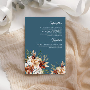Terrakotta Florale Wildblumen Staubblau Hochzeit Begleitkarte