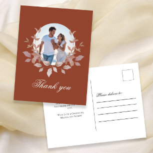 Terrakotta Foto Hochzeit Danke Blumenstrauß Postkarte