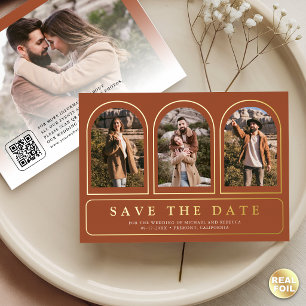 Terrakotta-Foto-QR-Code-Hochzeit Termin vormerken Folieneinladung