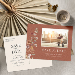 Terrakotta-Foto-Save-the-Date-Postkarte Postkarte