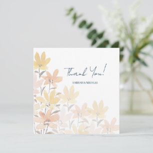 Terrakotta Gelbe Aquarell-Wildblumen Dankeskarte