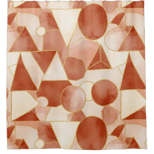 Terrakotta-Geometrie - Gold-Linienkunst-Mosaik Duschvorhang