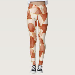 Terrakotta-Geometrie - Goldene Linienkunst-Mosaik Leggings