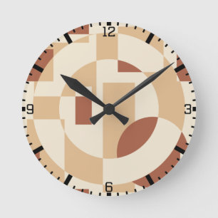 Terrakotta-Geometrie Nahtloses Muster Runde Wanduhr