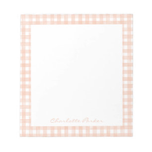 Terrakotta-Gingham mit individuellem Namen Notizblock