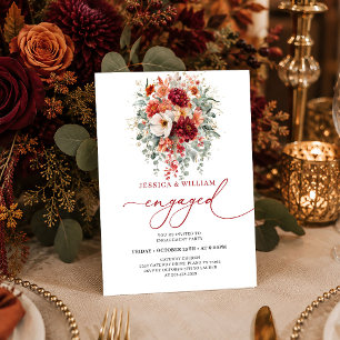 Terrakotta Gold Burgund Floral Herbst Hochzeitsein Einladung