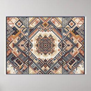 Terrakotta-Gold-Geometrie-Tapetenmuster-Poster Poster