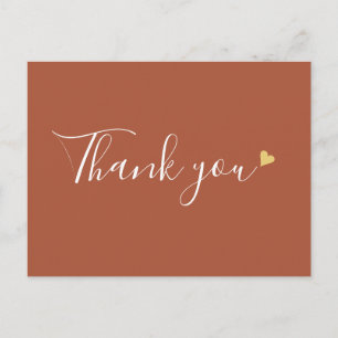 Terrakotta Gold Herz Schrift Geschäft Danke Postkarte