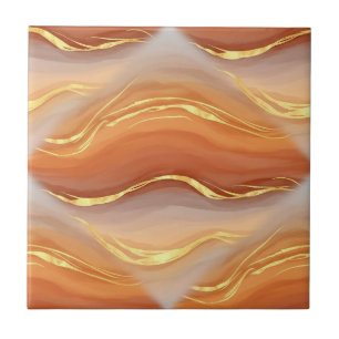 Terrakotta-Gold-Marmor-Wasserfarben-Abstrakt Fliese