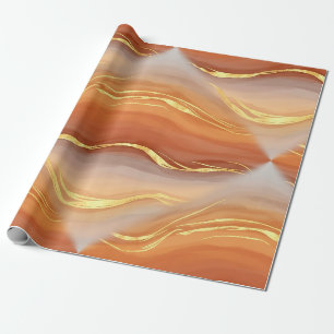 Terrakotta-Gold-Marmor-Wasserfarben-Abstrakt Geschenkpapier
