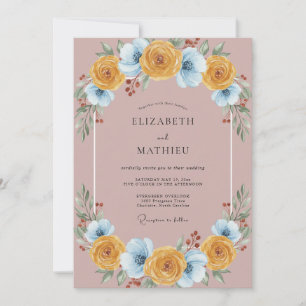 Terrakotta-Gold-Ranunculus-Eukalyptus-Hochzeit Einladung