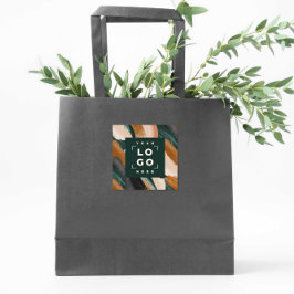 Terrakotta, grün abstrakt gestrichen minimalmodern quadratischer aufkleber