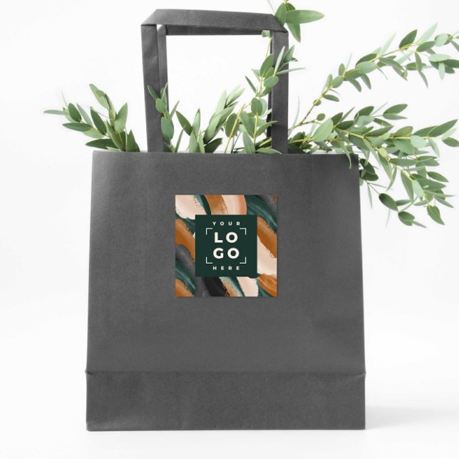 Terrakotta, grün abstrakt gestrichen minimalmodern quadratischer aufkleber (Von Creator hochgeladen)