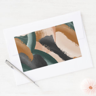 Terrakotta, grün abstrakt gestrichen minimalmodern rechteckiger aufkleber