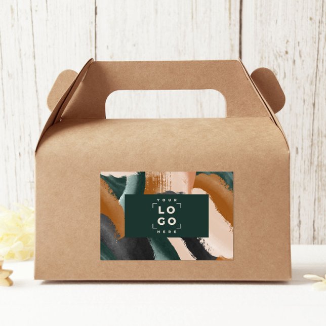 Terrakotta, grün abstrakt gestrichen minimalmodern rechteckiger aufkleber (Von Creator hochgeladen)