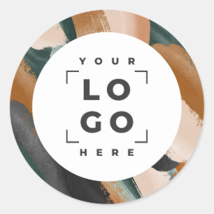 Terrakotta, grün abstrakt gestrichen minimalmodern runder aufkleber