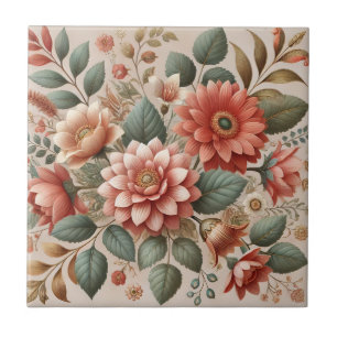 Terrakotta-Grün-Aquarell-Blumen-elegante Dekoratio Fliese